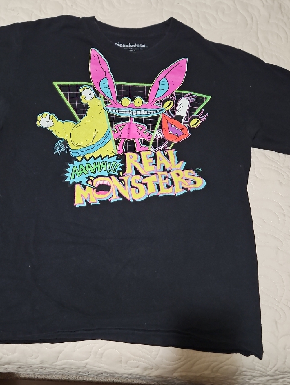 Nickelodeon Black Tee with Neon Real Monsters Graphic